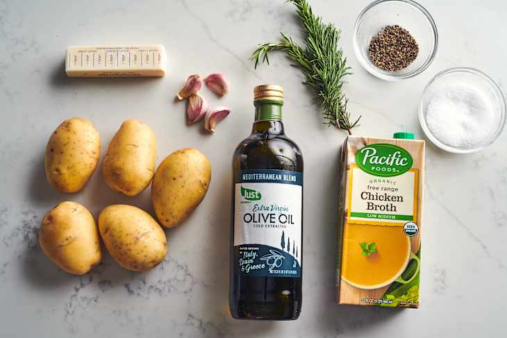 ingredients to melting potatoes on a table
