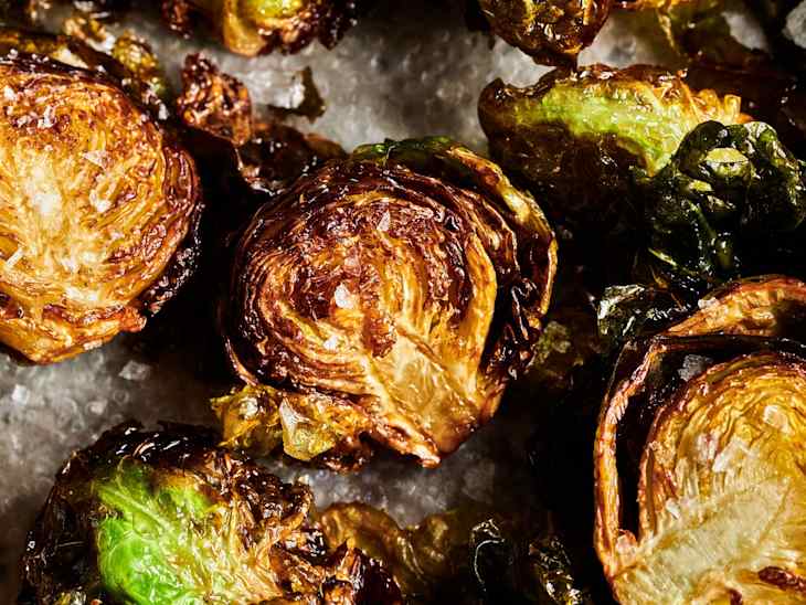 closeup shot of deep fried brussels sprouts