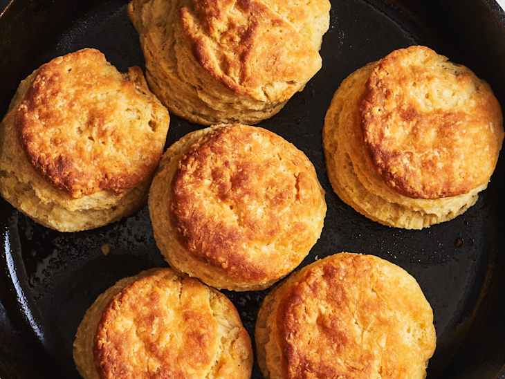 finished biscuits in pan, overhead