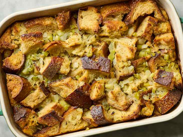 dish of bread stuffing