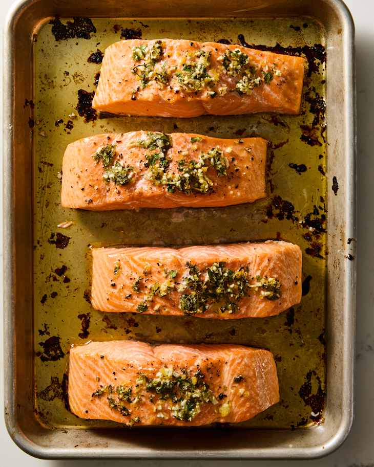 salmon on platter