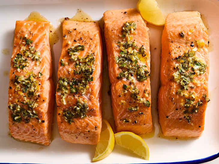 salmon on platter