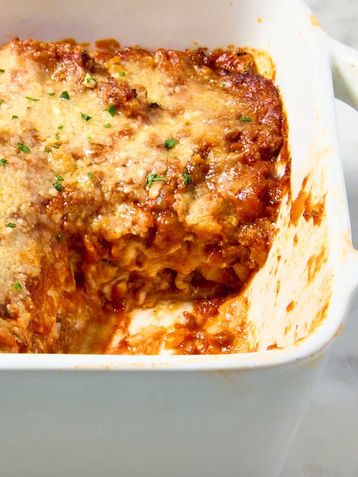 A baking dish of lasagna