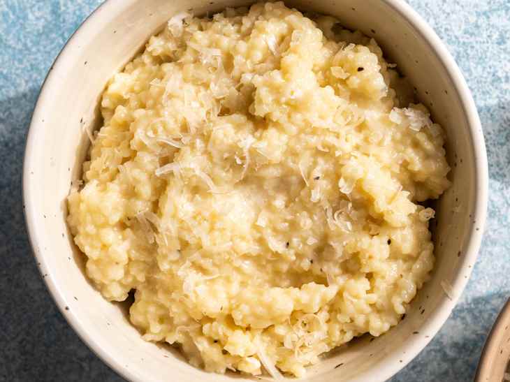 a bowl of Pastina (a variety of pasta consisting of tiny pieces of pasta)