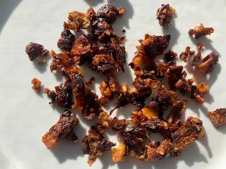 Skin off a roasted chicken.