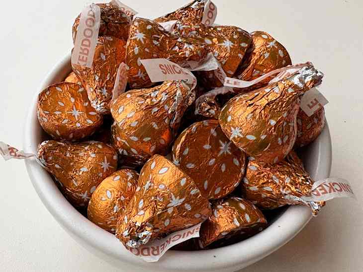 Bowl of Snickerdoodle Hershey's kisses