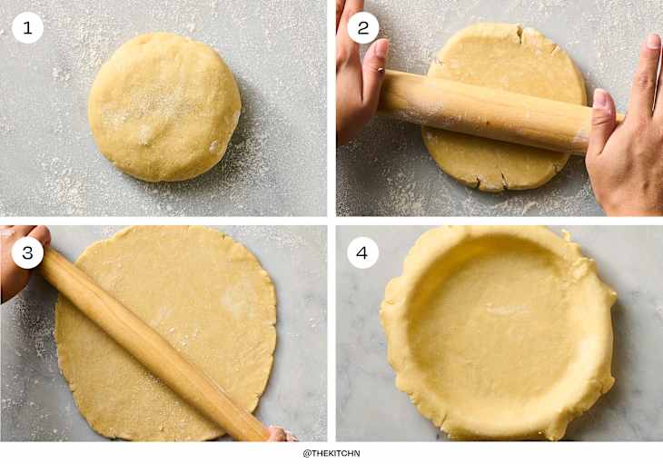 4 x 4 collage of vodka pie crust preparation.